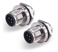 Conector de sensor de montaje de panel macho M12 de 5 pines Lonlonty, conector de rosca, conector aeronáutico redondo industrial, conector de metal, conector de metal, resistente al agua IP67, 2