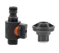 Conector de sistema de agua de PVC con válvula recta de 3/4 pulgadas y cinta de sellado de rosca rosa para instalaciones de tanques y tuberías