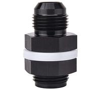 Conector de tanque de aluminio 6061 T6 anodizado negro con tuerca de seguridad y arandelas resistentes al aceite para combustibles a base de gasolina y alcohol Adaptador recto de