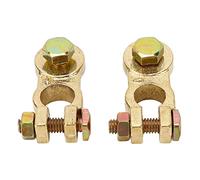 Conector de terminal de batería de coche de 2 piezas, abrazadera de cable automotriz de aleación de zinc chapada en latón para RV, barco, camión y ATV, compatible con postes