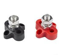 Conector de terminal de batería M6 M8 resistente para coche, caravana, barco, 12 V, 24 V, 48 V, uso eléctrico con tuercas de acero inoxidable, pernos, arandelas de latón y base de plástico (C)