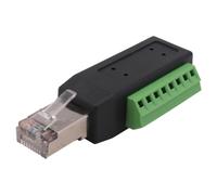 Conector de terminal de tornillo RJ45, conector macho sin soldadura a adaptador de bloque de 8 pines para Ethernet Cat5/6/7 AV