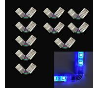 Conector de tira de LED 4 pines 8 mm ángulo recto ajustable L forma conector para 3528/5050 SMD RGB LED tira de luces 90 grados
