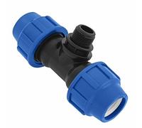 Conector de Tubería de Polietileno de Aqua MDPE PE - Pieza en T - 25mm x 1" x 25 mm - con dos salidos hembra y una macho - Racor de PP PN16 para Tuberías de PE80, PE100 - 1 pieza - SmartProduct