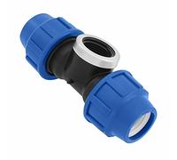 Conector de Tubería de Polietileno de Aqua MDPE PE - Pieza en T - 32mm x 3/4" x 32 mm con tres salidas hembra - Racor de PP PN16 para Tuberías de PE80, PE100 - 1 pieza - SmartProduct
