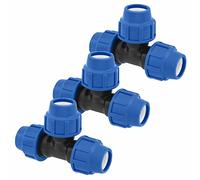 Conector de Tubería de Polietileno de Aqua - Pieza en T - 25mm x 25 mm x 25mm - Accesorios de PP PN16 - Racor de Fontanería para Tuberías de PE80, PE100 - 3 piezas - SmartProduct