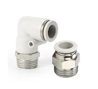 Conector de tubo de liberación rápida for manguera de aire, codo PL recto roscado de PC blanco, accesorio neumático de 4mm, 6mm, 8mm, 10mm y 12mm(10-02,PL1pcs)
