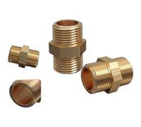 Conector de tubo estándar de 4 puntos en latón con doble rosca macho e interior pulido para reducir la obstrucción y mejorar el flujo (2 unidades)