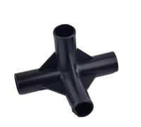 Conector de tubo negro for tienda de campaña, accesorios fijos ID 8/12/16/19mm, camiseta de plástico ABS, codo de cuatro vías, junta recta, 5 uds.(90 Degree Elbow,Black I.D 19mm)
