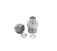 Conector de tubo neumático Accesorio de unión compresión doble casquillo, conector tubería acero inoxidable 304 NPT macho, adaptador rápido(12MM*3/8INCH)