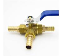 Conector de válvula de bola de latón de tres vías con puerto en L y espiga for manguera de agua, aceite, aire y gas.(12mm OD)