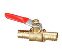 Conector de válvula pequeña con manija, conector de tubería en línea de latón con espiga for manguera de 6, 8 y 14 mm, válvula de bola de cierre de latón(10mm)