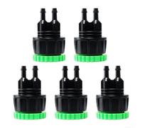 Conector desviador de grifo de jardín, 5 piezas de rosca doble | Roscas dobles de 4/6 puntos, se adapta a la mayoría de grifos, valor de paquete de 5, diseño negro/verde