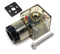 Conector DIN 43650 Tipo-A de 3 clavijas con indicador LED para bobina de válvula solenoide, compatible con 12V y 24V..