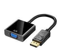 Conector DisplayPort a VGA 1080P, Conversor DisplayPort a VGA Macho a Hembra para PC Portátil Monitor Proyector, Conector Chapado en Oro, Compatible con Windows XP 7 8 8.1 10, Negro