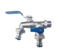 Conector divisor de agua de doble cabezal de 1/2'' y 3/4'', adaptador de acoplamiento, interruptor de válvula, manguera de jardín, grifo de riego, junta de grifo de agua(ML-B01F)