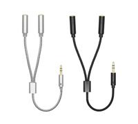 Conector divisor de auriculares de 8 pulgadas, 3.5 mm de audio Y Splitter | 1 par de divisores auxiliares de audio de 0.12 pulgadas, 1 macho a 2 hembra, cable de audio estéreo TRS