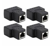 Conector divisor RJ45, paquete de 4 adaptadores de red dual de 1 a 2 vías, enchufe acoplador divisor Ethernet para extensión de cable y compartir DSL, módem