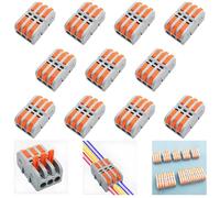 Conector Electrico, CESFONJER Empalmes Cables Electricos, Mini Conector Rapido, Conectores de Cable Compacto, Combinación de libertad, SPL-3M (11 piezas)
