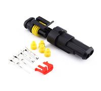 Conector eléctrico impermeable, 2 pines con terminales 1,5 mm termorretráctiles y bloqueo rápido, enchufe arnés cables para automóvil, motocicleta, camión, coche reparación y bricolaje