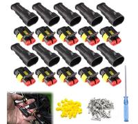 Conector Electrico Impermeable, Conectores Electricos 2 Pines, Conector de Cable Enchufe Impermeable, Enchufe Terminal para Coche la Motocicleta, para Coche, Camión, Motocicleta, 10 Juegos