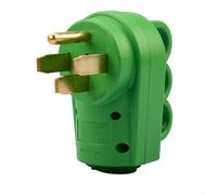 Conector eléctrico macho hembra de 50 amperios, 125/250 V, potencia resistente para caravana, caravana, furgoneta, remolque con diseño de mango para mayor seguridad (verde-macho)