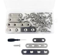Conector En Ángulo Soporte de esquina plano plateado acero inoxidable, 5 uds., en 16 tamaños for reparación estantes armarios madera(16x47 l 77mm 20x96mm)