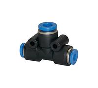 Conector en T de la serie azul, reductor, para manguera de diámetro exterior de 2 x 12/1 x 10 mm, presión de trabajo máx. 15 bar, plástico/MS vern.