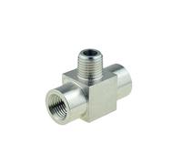 Conector en T de montaje de tubería de acero inoxidable 304, 4 vías, 1/8, 1/4, 3/8, 1/2, rosca macho hembra, conector acoplador adaptador de aire de alta presión(SS-PE-FMF,1/8")