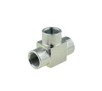 Conector en T de montaje de tubería de acero inoxidable 304, 4 vías, 1/8, 1/4, 3/8, 1/2, rosca macho hembra, conector acoplador adaptador de aire de alta presión(SS-PE-F,3/8")