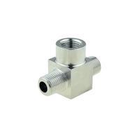 Conector en T de montaje de tubería de acero inoxidable 304, 4 vías, 1/8, 1/4, 3/8, 1/2, rosca macho hembra, conector acoplador adaptador de aire de alta presión(SS-PE-MFM,3/8")