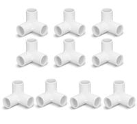 Conector en T de PVC, 20mm, Blanco, Accesorios de Tubería de 3 Vías, Ángulo Recto, Pack de 10 Unidades