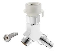 Conector en T divisor de agua de latón resistente con salidas dobles para lavado de 4 puntos y 6 puntos más válvulas de parada automática plateadas (H)