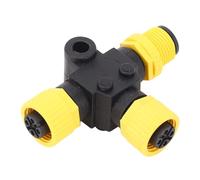 Conector en T NMEA 2000, terminador en T marino con diseño resistente al agua IP67 de 5 pines M12, para redes Lowrance, Simrad y Navico, tee para cable troncal de PA66 y latón (Amarilla)