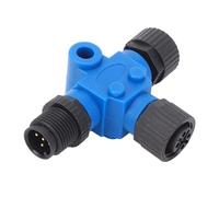 Conector en T NMEA 2000, terminador en T marino para redes Lowrance, conector en T de cable troncal M12 de 5 pines, resistente al agua IP67, con puertos macho a doble hembra para (Azul)