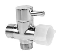 Conector en T para Bidé con Válvula de Cierre, 3 Vías | 7/8' X 7/8' X 1/2' o 3/8'', Metal Plateado, Ángulo Recto y Núcleo Cerámico
