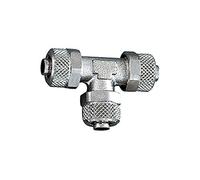 Conector en T, para manguera de 12/10 mm, SW 17, presión de trabajo máx. 18 bares, latón niquelado.