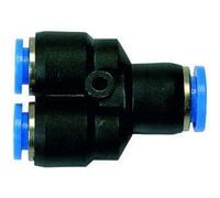 Conector en Y "Blaue Serie", reductor, para mangueras de diámetro exterior de 1 x 8/2 x 4 mm, presión de trabajo máx. 10 bares, de plástico/latón vern.