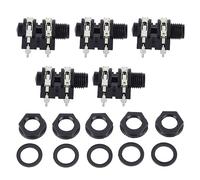 Conector Est¨¦reo de 6,35 Mm, Conector Jack Est¨¦reo de 5 Piezas Conexi¨®n R¨¢pida Duradera para Micr¨®fono (Z¨®calo negativo)