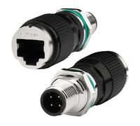 Conector Ethernet M12 a RJ45 de 10 Gbps, adaptador industrial blindado Lonlonty Cat6a IP68 impermeable para automatización industrial, monitoreo de red de sensores al aire libre, producción automotriz
