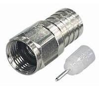 Conector F tipo crimpado con anillo de crimpado fijo con pasador interior soldable con tuerca larga