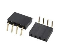Conector hembra de ángulo recto de una sola de 2,54mm, Conector de 1x2/3/4/5/6/7/8/9/10/20/40 pines para(4Pin,10PCS)