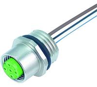 Conector hembra de brida M12 con código A Montaje en la pared delantera.