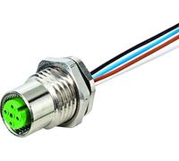 Conector hembra de brida M12 con código A Montaje en la pared trasera.