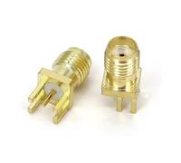 Conector hembra SMA de 10/50/100 Uds. Se aplica a conectores RF chapados en oro de montaje recto PCB con borde de soldadura de 1,6mm(SMA-KE 1.6MM,10 Pcs)