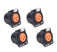 Conector hembra XLR Conector de montaje en panel de 3 clavijas Tamaño de serie D, carcasa de metal negro adecuado para conector de estudio de audio con orificio de patrón serie D-4 piezas