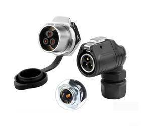 Conector impermeable de 90 grados LP-20 de 2 a 4 pines para aplicaciones de robótica automotriz y equipos marinos (3 núcleos)