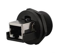 Conector impermeable IP67 roscado E13 para automatización industrial y equipos de comunicación al aire libre - Enchufe hembra de 180°, cumple con CAT6A, pines chapados en oro de bronce fosforado