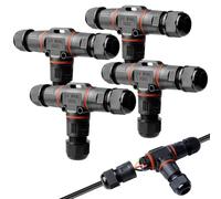 Conector Impermeable IP68,4 Piezas T Forma Caja De Conexión Impermeable IP68,Conector Estanco En Forma De T,IP68caja De Conectores Impermeables Para Iluminación De Jardín,Exterior Y Subterránea