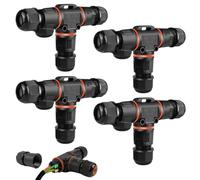 Conector Impermeable IP68,4 Piezas T Forma Caja De Conexión Impermeable IP68,IP68caja De Conectores Impermeables,Conector Estanco En Forma De T Para Iluminación De Jardín,Exterior Y Subterránea